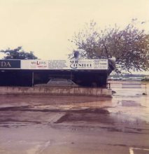 Very wet pit lane 80's at Skid Control